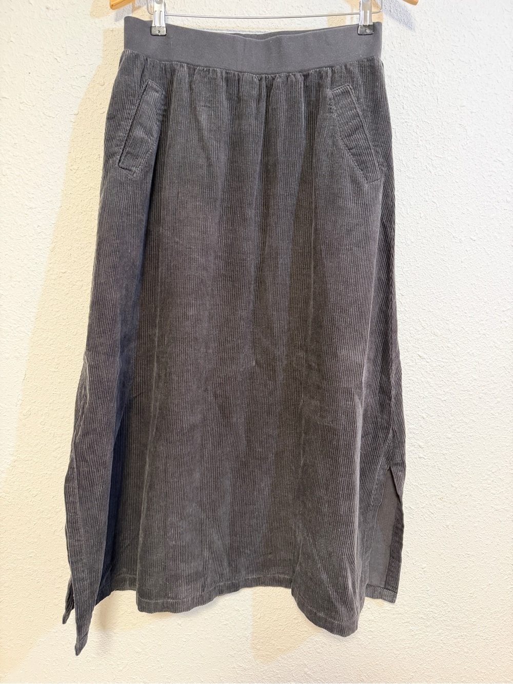 Poetry Gray Corduroy A-Line Skirt Hemp/Cotton/Yak Blend size 8